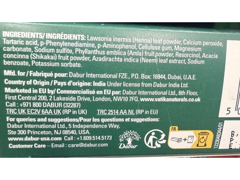 Vatika Henna Permanent Hair Colour Sachets, Black Brown, 2.11 oz/60 g, 6 Count