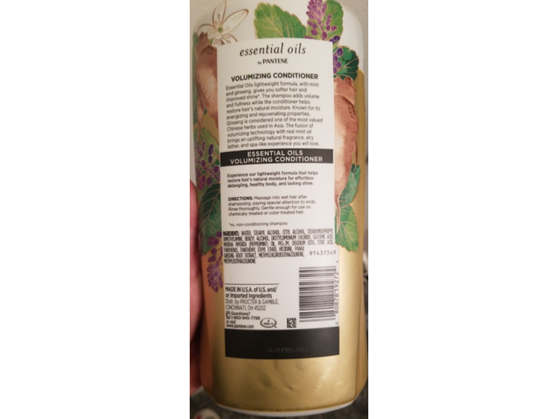 Pantene Essential Oils Volumizing Conditioner, Min & Ginseng, 38.2 fl oz/1.13 L