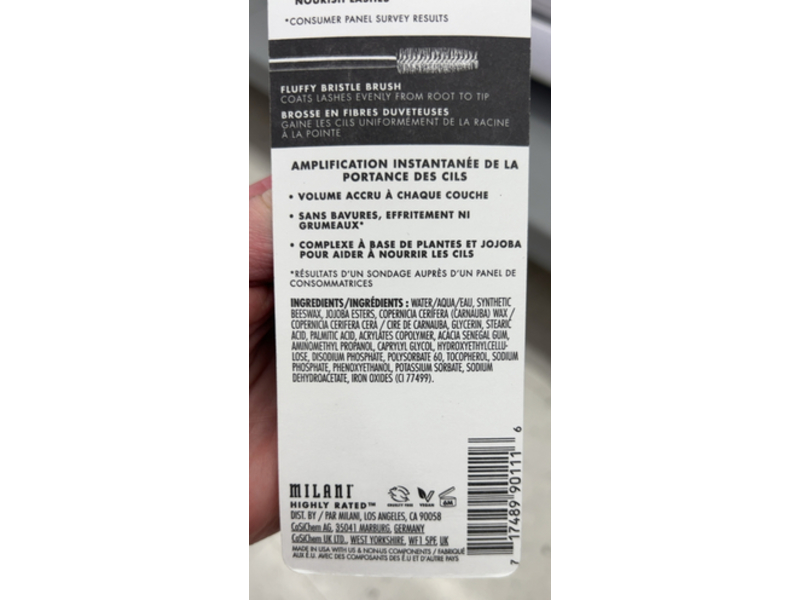 Milani Highly Rated 10-In-1 Volume Mascara, Black, 0.41 fl oz/12 mL