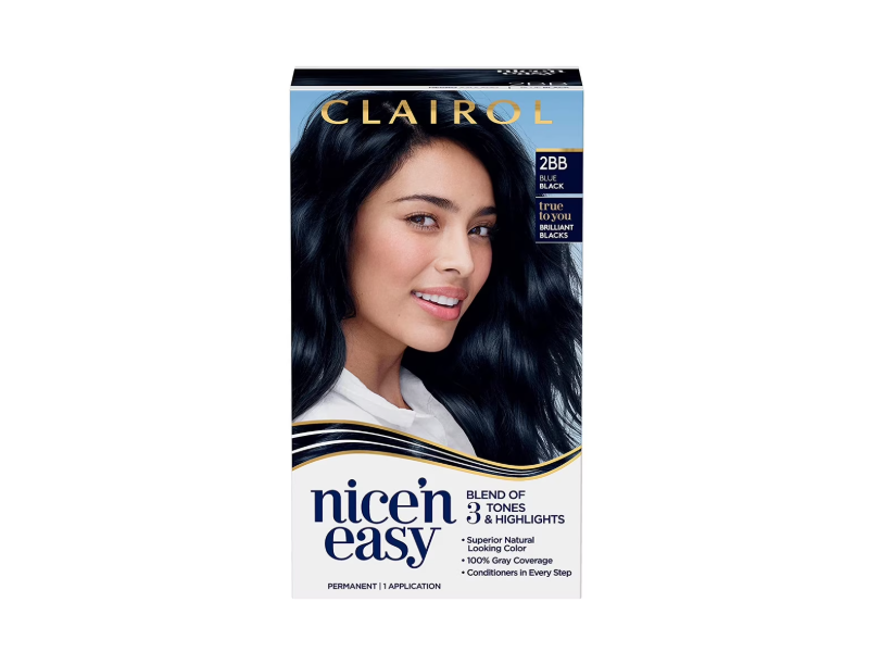 Clairol Nice'n Easy Permanent Hair Color, 2BB Blue Black, 1 Application