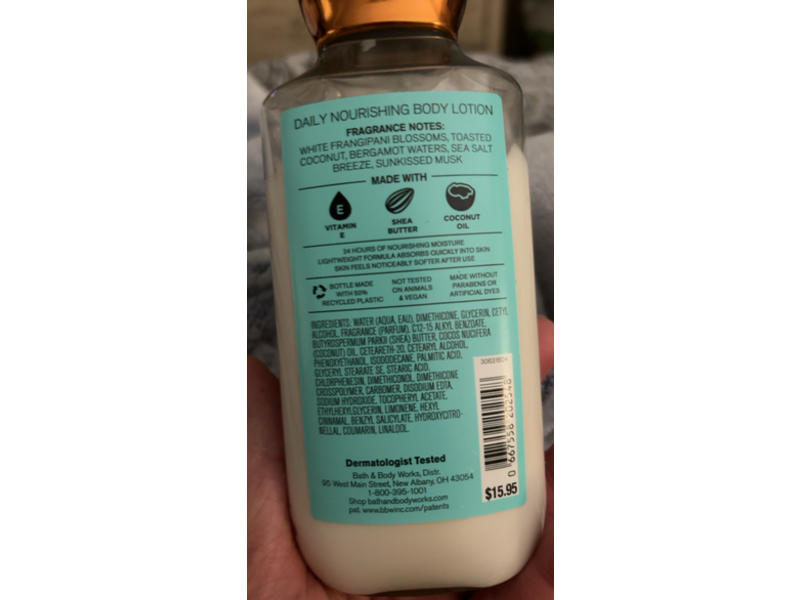 Bath & Bath Works At The Beach Daily Nourishing Body Lotion, Shea Butter + Coconut Oil, 8 fl oz/236 mL