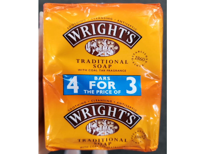 Wright's Coal Tar Traditional Bar Soap, Pack Of 4