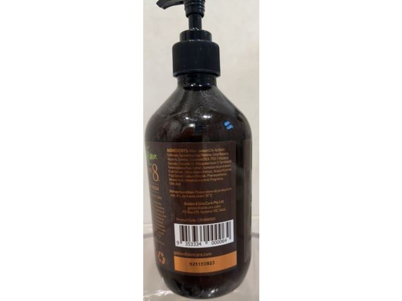 Golden 8 Hand & Body Wash Shower Gel, Kakadu Plum & Crocodile Oil, 16.9 fl oz/500 mL