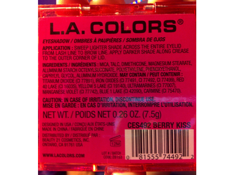 L.A. Colors Eye Palette, Berry Kiss, 0.26 oz/7.5 g