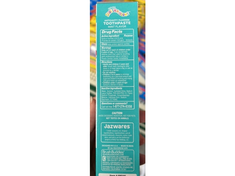Brush Buddies Squishmallows Anticavity Fluoride Toothpaste, Mint Flavor, 4 oz/113 g