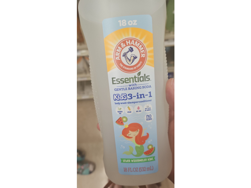 Arm & Hammer Kids 3-In-1 Body Wash, Shampoo + Conditioner, Under Watermelon Kiwi, 18 fl oz/532 mL