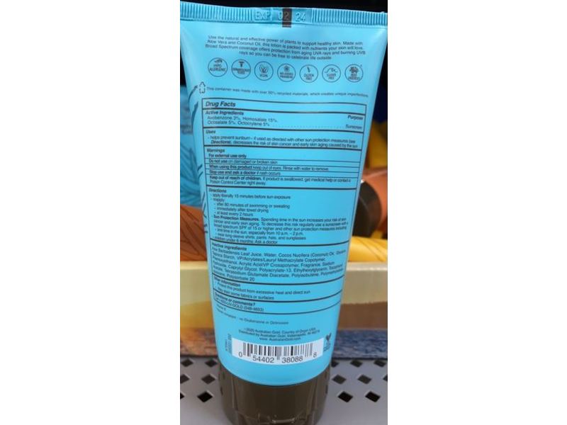 Australian Gold Sunscreen Lotion, Aloe & Coconut, SPF 70, 6 fl oz / 177 mL