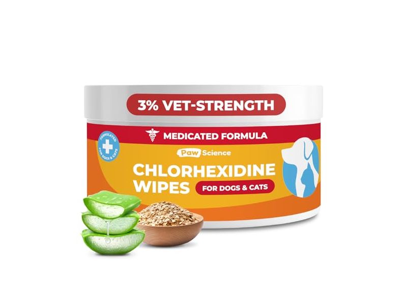 Paw Science Chlorhexidine Pet Wipes, Fragrance Free, 50 Count