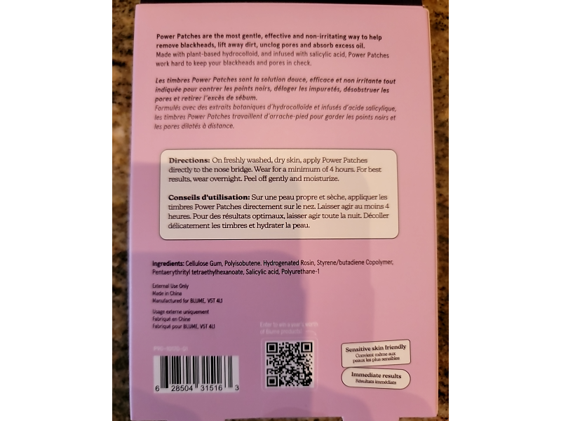 Blume Power Pimple Patches Pore-Purifying Nose Strips, Salicylic Acid & Hydrocolloid, Pack Of 4