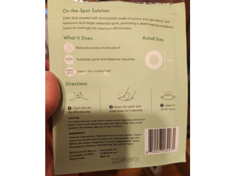 Rael Miracle Patch Microcrystal Spot Cover, Tea Tree Oil, 9 Count