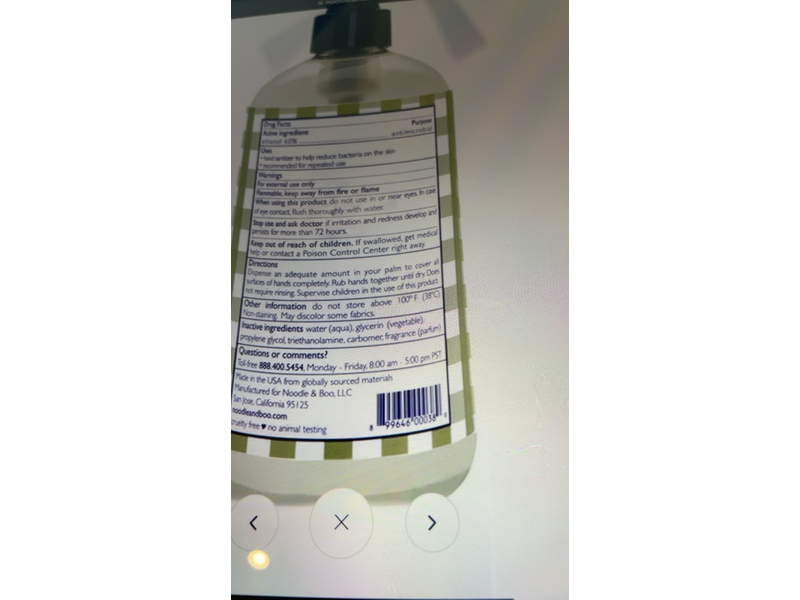 Noodle & Boo Instant Sanitizer, 12 fl oz/355 mL