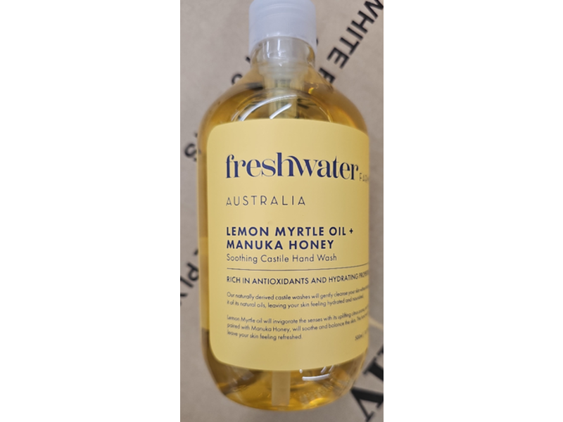 Freshwater Farm Lemon Myrtle Oil + Manuka Honey Soothing Castile Hand Wash, 500 mL/16.9 fl oz