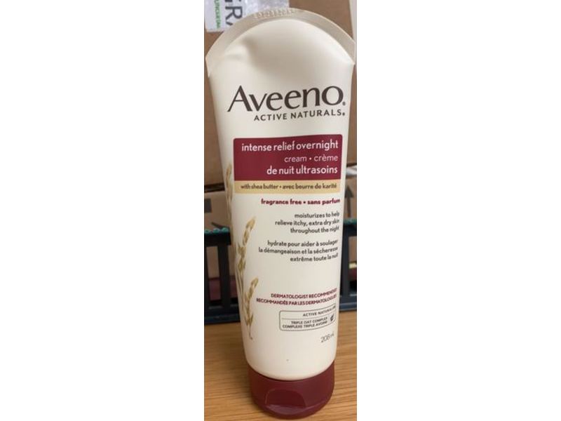Aveeno Intense Relief Overnight Cream, Fragrance Free, 208 mL