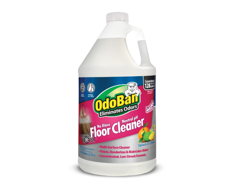OdoBan No Rinse Neutral pH Floor Cleaner, Splash O' Citrus, 128 fl oz/3.79 L, Pack Of 2