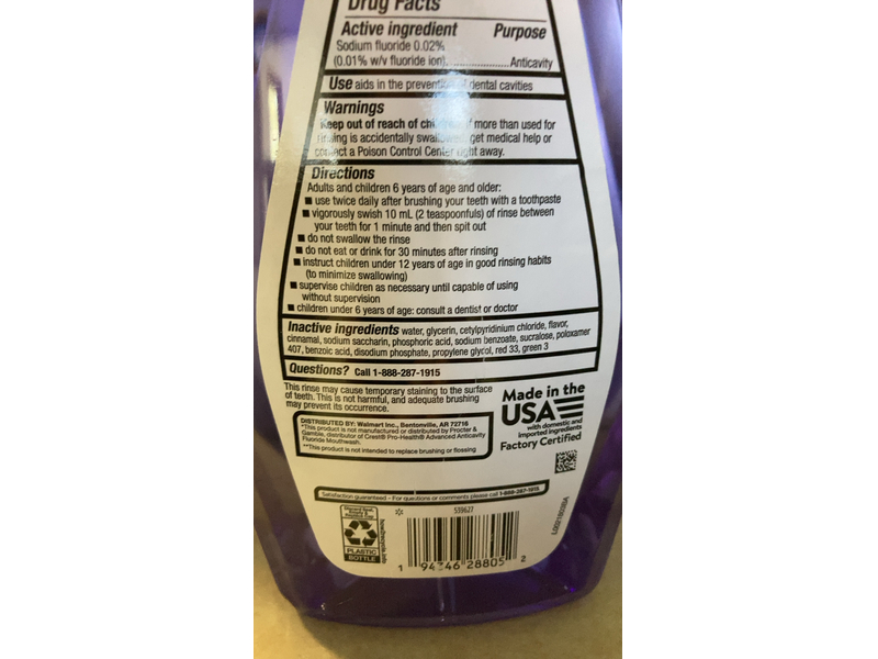 Equate Anticavity Fluoride Oral Rinse, Mint, 33.8 fl oz/1 L