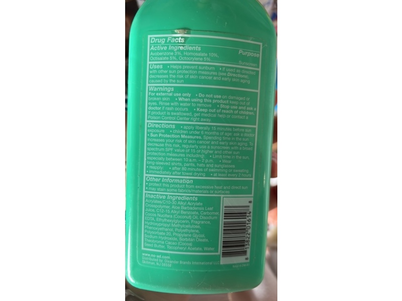 NO-AD Sun Care Sunscreen Lotion, SPF 50, 16 fl oz/473 mL