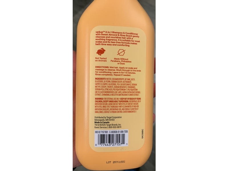 Up&Up 2-In-1 Shampoo & Conditioner, Sweet Almond & Shea Scent, 20 fl oz/591 mL