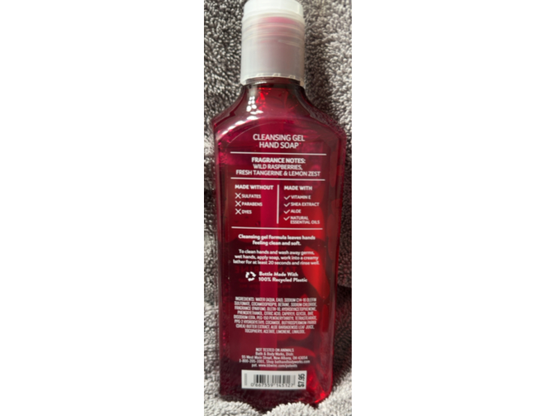 Bath & Body Works Cleansing Gel Hand Soap, Raspberry Tangerine, 8 fl oz/236 mL