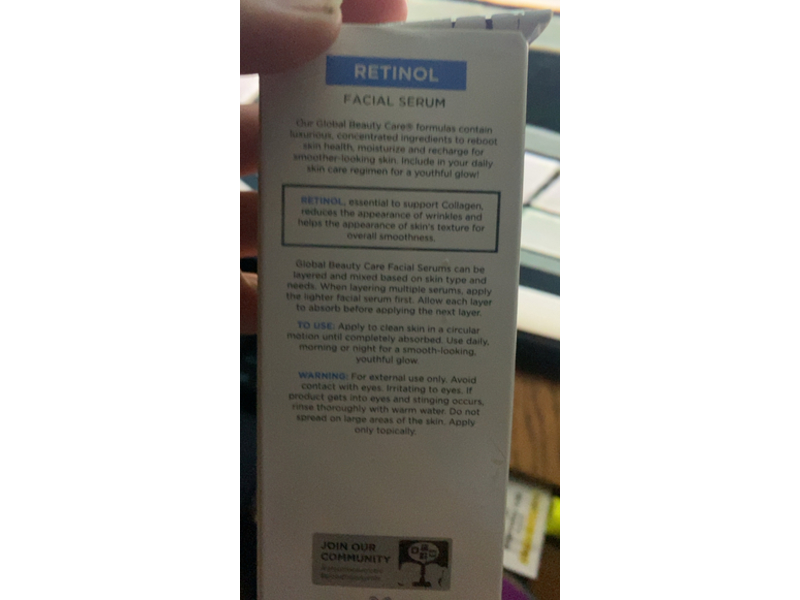 Global Beauty Care Facial Serum, Retinol, 1 fl oz/30 mL