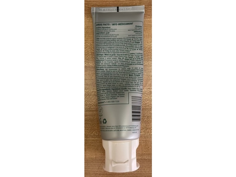 Attitude Super Leaves Fluoride Sensitive Toothpaste, Spearmint, 4.2 oz/120 g