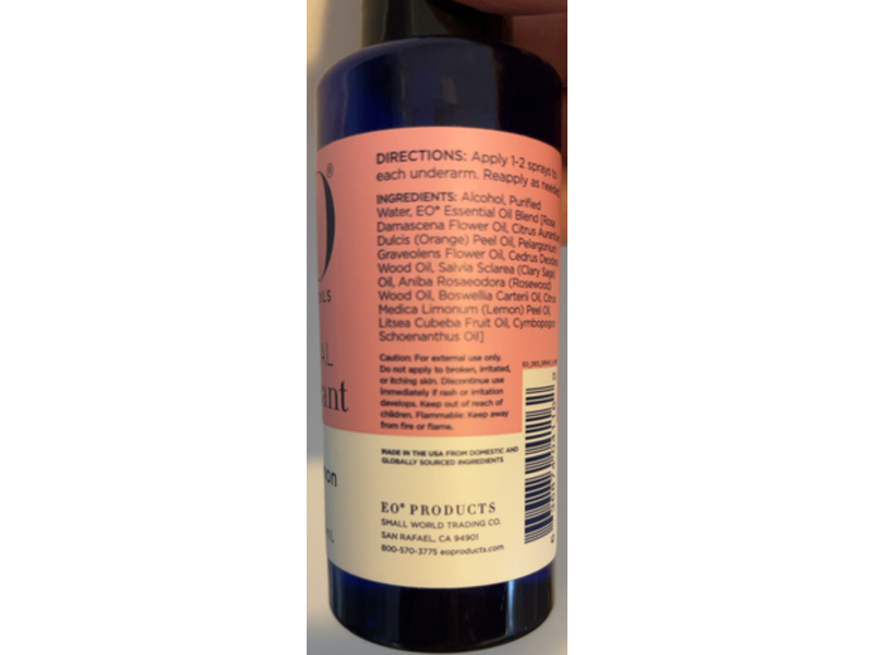 EO Deodorant Spray, Rose & Lemon, 4 fl oz/118 mL