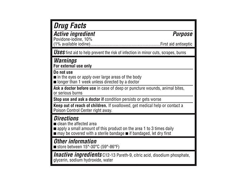 Amazon Basics First Aid Antiseptic Solution, Povidone Iodine, 8 fl oz/237 mL