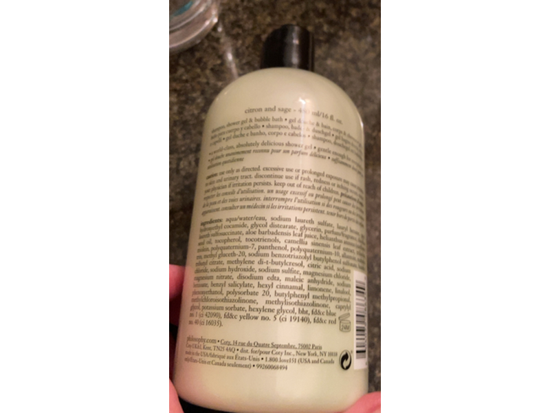 Philosophy Shampoo + Shower Gel & Bubble Bath, Citron & Sage, 16 fl oz/480 mL