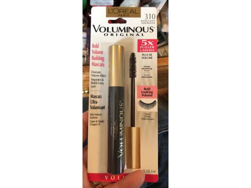 L'Oreal Paris Voluminous Original Bold Volume Building Mascara, 310 Blackest Black, 0.28 fl oz/8 mL