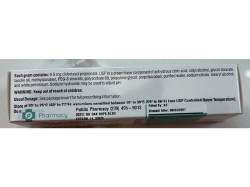 Clobetasol Propionate Cream USP, 0.05%, 30 g, Alembic (Rx)