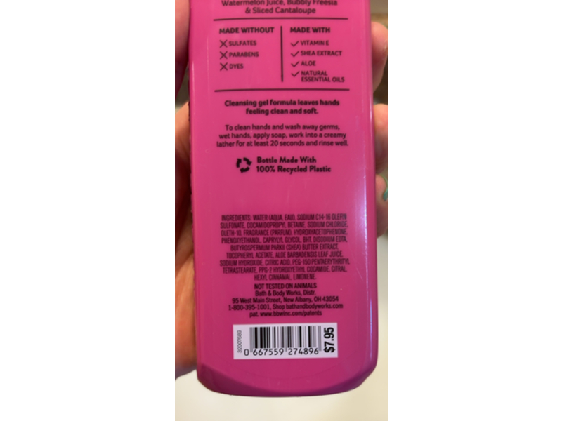 Bath & Body Works Cleaning Gel Hand Soap, Sparkling Watermelon, 8 fl oz/236 mL