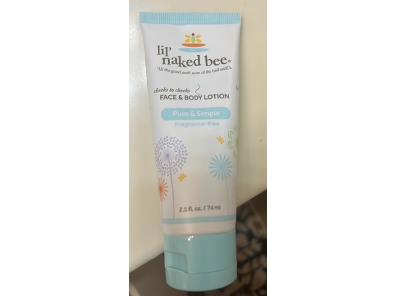Naked Bee Face & Body Lotion, Pure & Simple Fragrance Free, 2.5 fl oz/74 mL