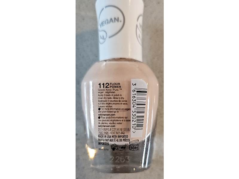 Sally Hansen Good kind Pure Lasting Color, 112 Flour Power, 0.33 fl oz/10 mL