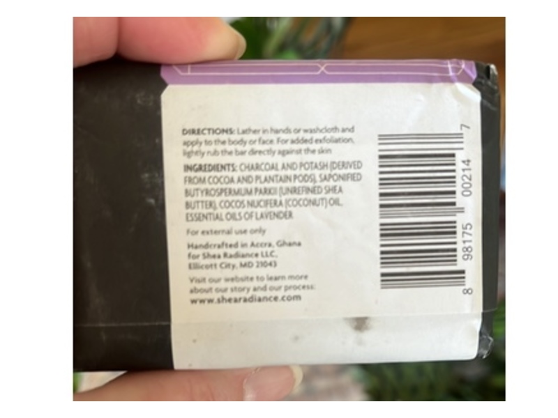 Shea Radiance African Black Soap Bar, Lavender, 5 oz/142 g