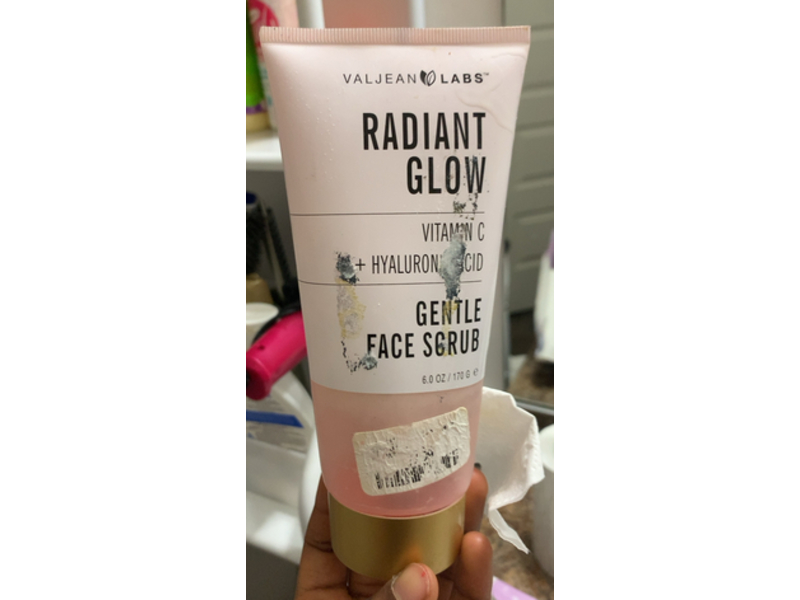 Valjean Labs Radiant Glow getle Face Scrub, Vitamin C + Hyaluronic Acid, 6 oz/170 g