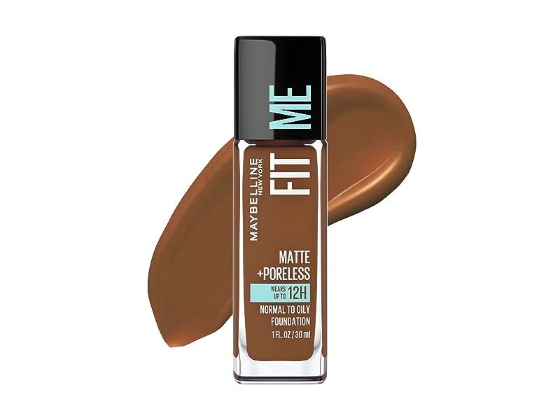 Maybelline New York Fit Me Matte+Poreless Foundation, 370 Deep Bronze, 1 fl oz/30 mL