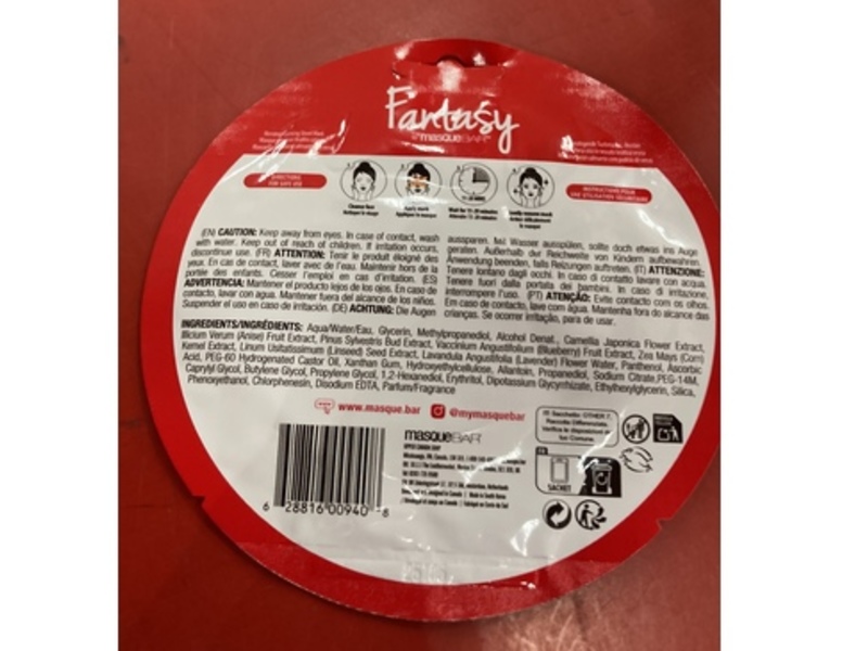 Fantasy By Masque Bar Reindeer Calming Sheet Mask, Blueberry Extract, Lavender Water, 0.71 fl oz/21 mL