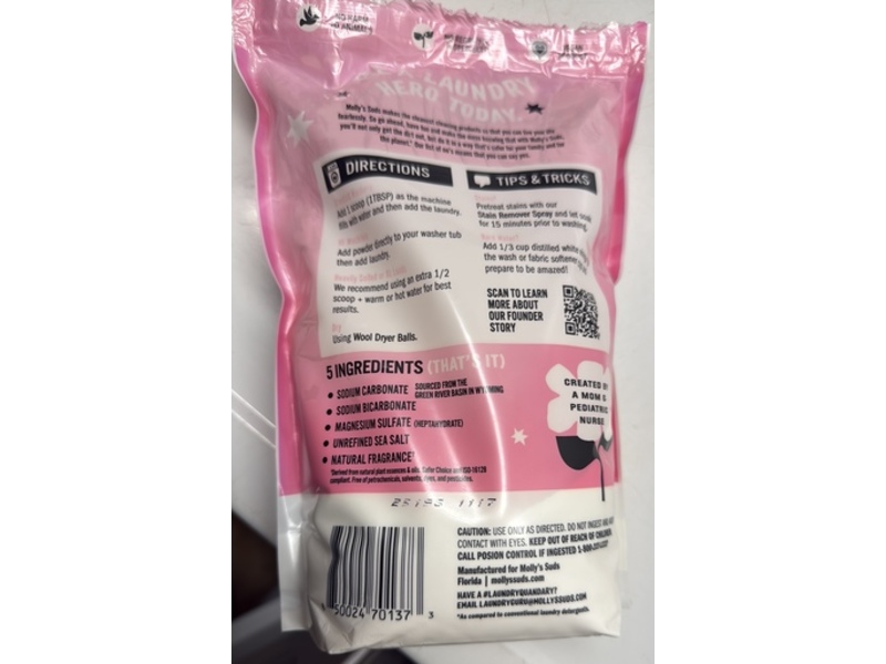 Molly's Suds Original Laundry Powder, Lotus & Peony, 120 Loads, 79 oz/2.23 Kg