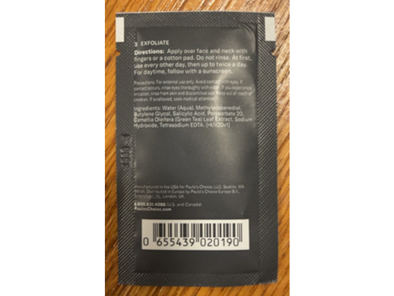 Paula's Choice Skin Perfecting 2% Bha Liquid Exfoliant, Salicylic Acid, 0.10 fl oz/3 mL