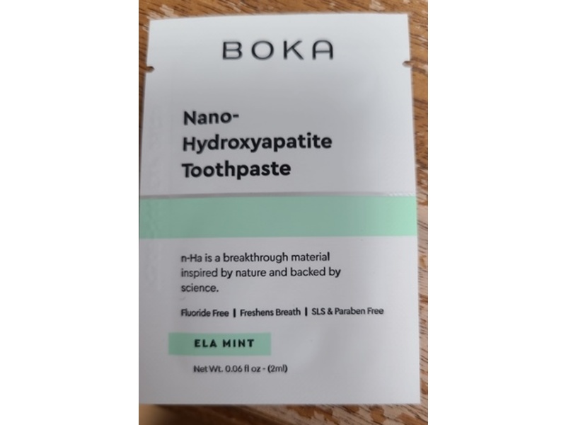 Boka Nano-Hydroxyapatite Toothpaste, Ela Mint, Fluoride-Free, 0.06 fl oz/2 mL