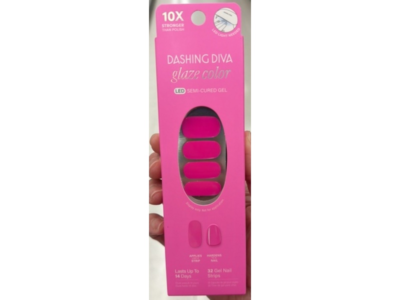 Dashing Diva Glaze Color LED Semi-Cured Gel, Magenta Madness, 32 Count