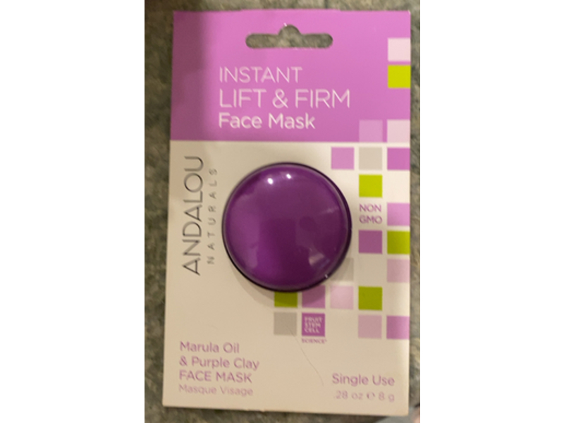 Andalou Naturals Instant Lift & Firm Face Mask, Marula Oil & Purple Clay, 0.28 oz/8 g