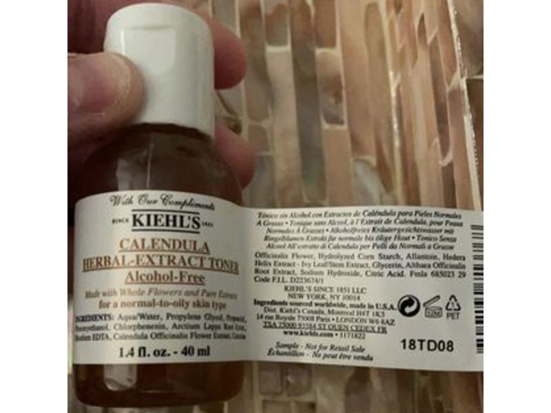 Kiehl's Since 1851 Calendula Herbal-Extract Toner, Alcohol-Free, 1.4 fl oz/40 mL