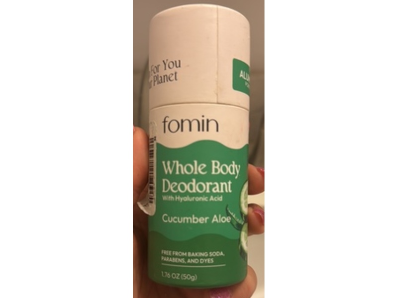 Fomin Whole Body Deodorant, Cucumber Aloe, Hyaluronic Acid, 1.76 oz/50 g