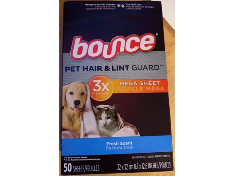 Bounce Pet Hair & Lint Guard Dryer Sheets, Fresh Scent, 50 Sheets