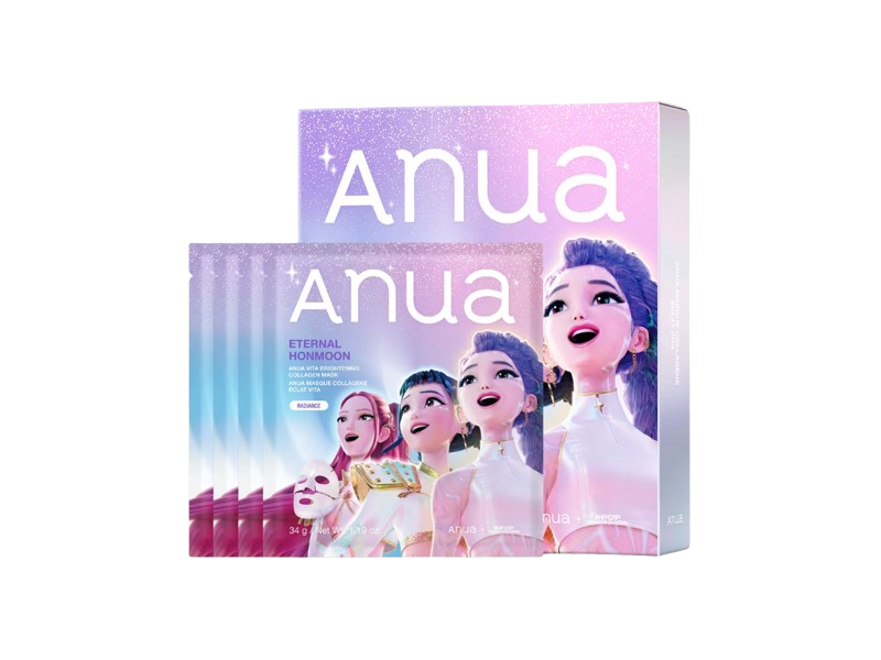 Anua KPop Demon Hunters Vita Brightening Collagen Mask, Eternal Honmoon, Radiance, 1.19 oz/34 g, Pack Of 4