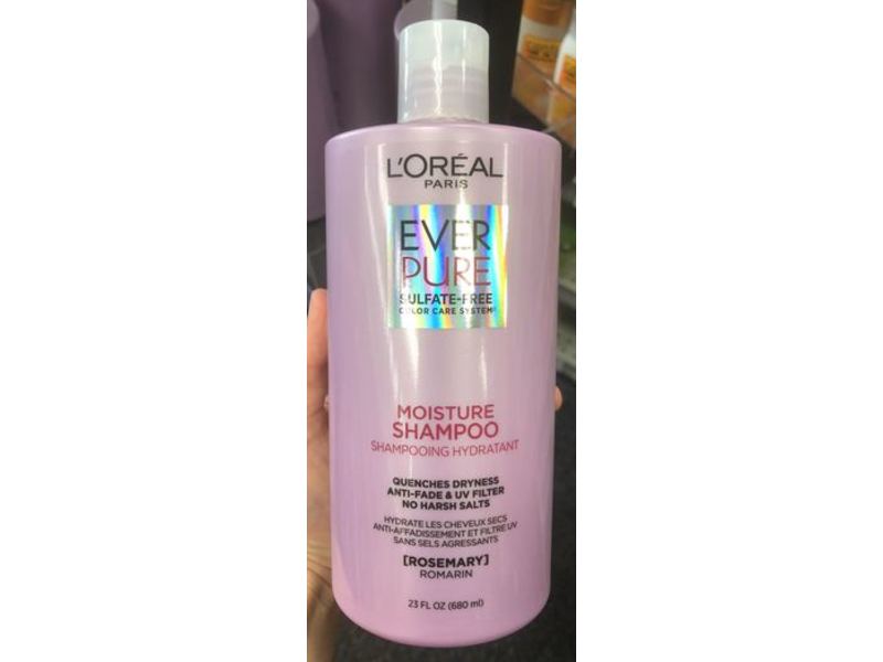 L'Oreal Paris Ever Pure Moisture Shampoo, Sulfate-Free, Rosemary, 23 fl oz/680 mL