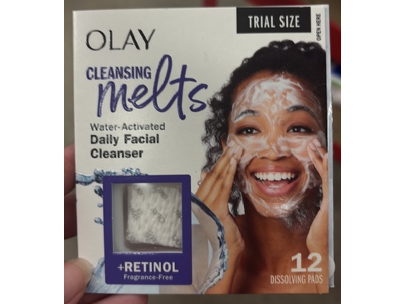 Olay Cleansing Melts Water-Activated Daily Facial Cleanser, Retinol, 12 Pads