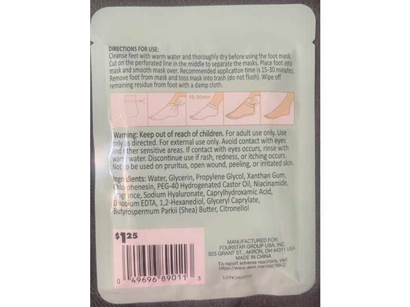 b.pure Hydrating Foot Mask, Rose Scented, 0.85 oz/24 g