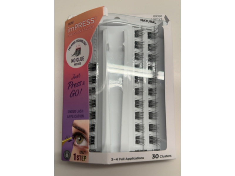Kiss Impress Press-On Falsies Eyelash Clusters Kit, Natural & Wispy, 30 Count