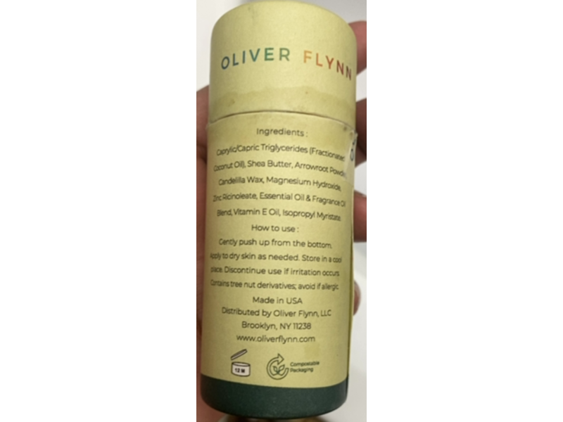 Oliver Flynn Natural Deodorant, Cedarwood Sage, 2 oz/60 g